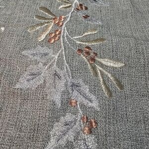 Set Of 4 Gray, Embroidered Placemats, Metallic Stitching